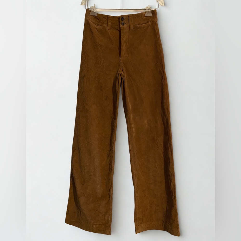 Faherty Women’s Camel Stretch Cord Wide Leg Pants Brown Size 25